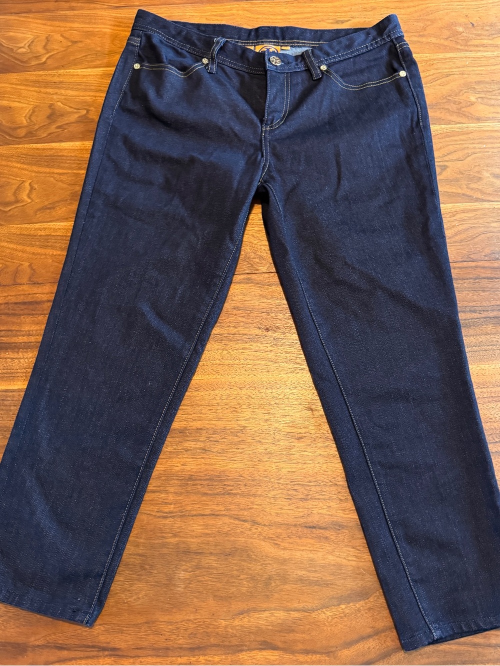 Tory Burch Cropped Jeans Like New Embroidered Pockets Low Rise Slim Leg W 29